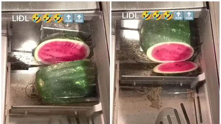 VIDEO | Un român și-a feliat pepenele la LIDL, în aparatul pentru tăiat pâine