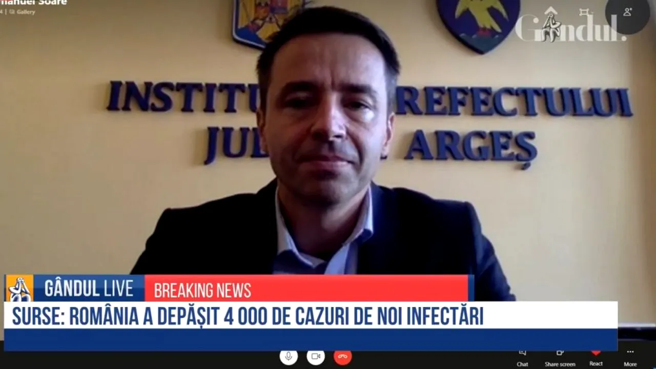 GÂNDUL LIVE. Emanuel Soare, prefectul de Argeș: Am decis generalizarea obligativității purtării măștii, în orice fel de spațiu, aglomerat sau nu!