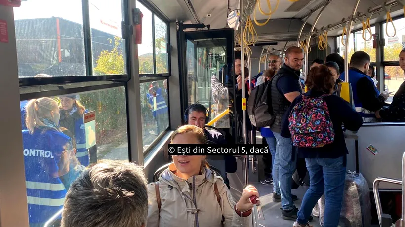 Imaginea virală a zilei în România! 9 CONTROLORI au intrat în același timp într-un autobuz din București