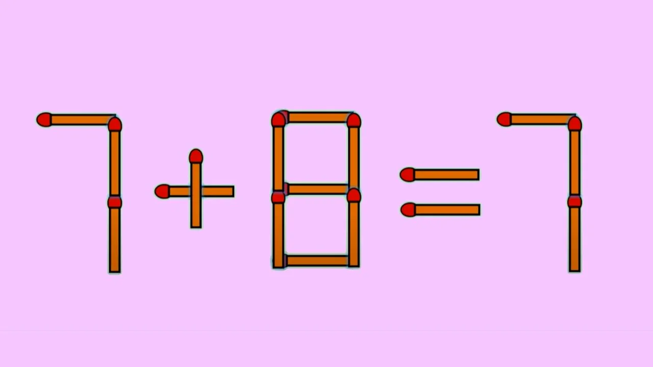 Test IQ cu chibrituri | Mutați un singur băț, pentru a transforma 7+8=7 într-o egalitate corectă