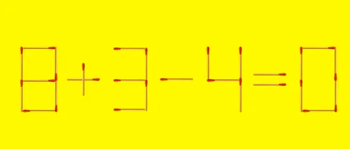 Test de inteligență | Mută un singur băț de chibrit pentru a corecta 8+3-4 =0