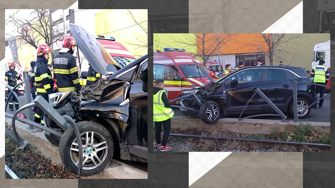 Circulația tramvaielor 41 a fost blocată două ore în urma unui accident. Un șofer a ajuns cu mașina pe linie