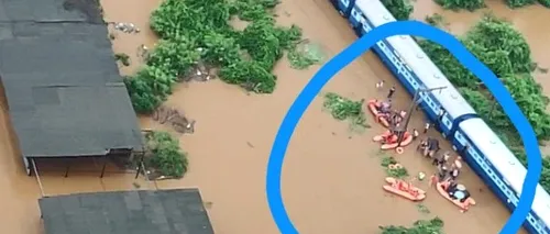 Tren blocat de inundații, în India: Sute de pasageri au fost salvați - VIDEO