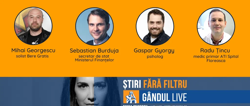 Sebastian Burduja, secretar de stat în cadrul Ministerului Finanțelor Publice, printre invitații Emmei Zeicescu la ediția Gândul LIVE de miercuri, 28 octombrie, de la 11.30