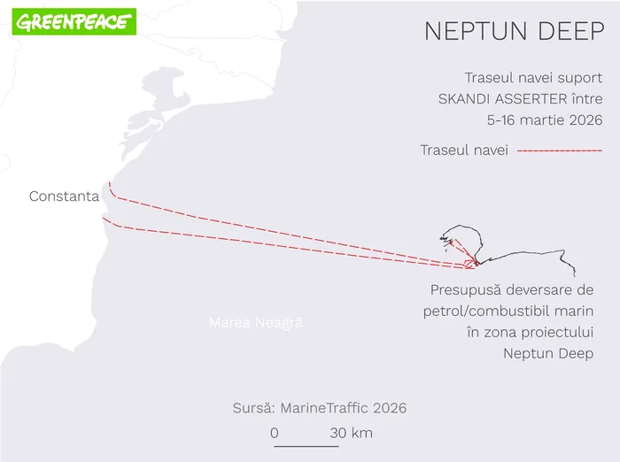 Greenpeace: Scurgere de petrol în Marea Neagră pe o suprafață de 45 km². Incidentul ar avea legătură cu proiectul Neptune Deep