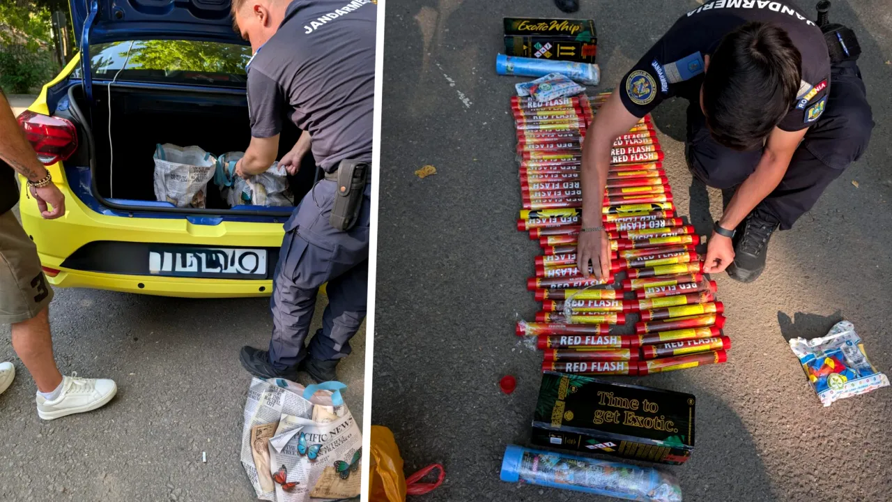 Jandarmii au prins un taximetrist care le oferea unor suporteri cazați în București mai multe torțe și patru butelii cu azot