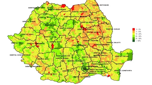 O singură localitate din România a reușit să depășească pragul de 50% cetățeni vaccinați. Care sunt localitățile cu cele mai ridicate rate de vaccinare