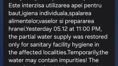 Nou mesaj Ro Alert pentru locuitorii din Prahova. Apa livrată consumatorilor poate fi folosită doar pentru igienizarea grupurilor sanitare