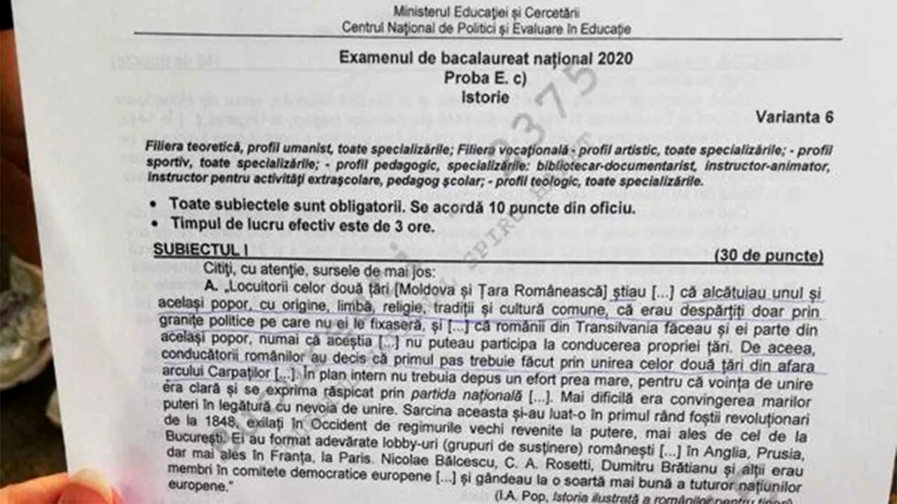 Bacalaureat 2023 | Rezolvarea subiectelor de la istorie + baremul de corectare