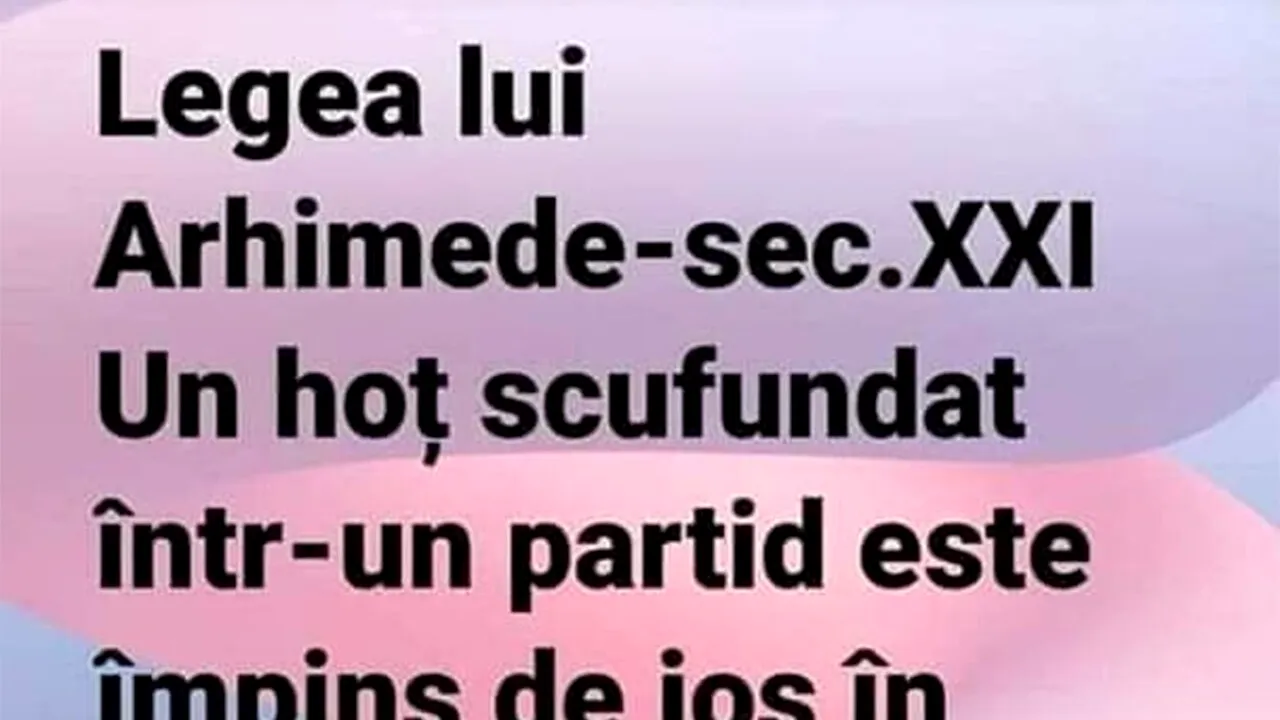 BANCUL ZILEI | Legea lui Arhimede în politica românească