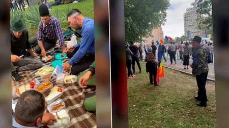 Ciobanii au întins masa în Piața Victoriei, chiar lângă locul ciocnirilor cu jandarmii. 
