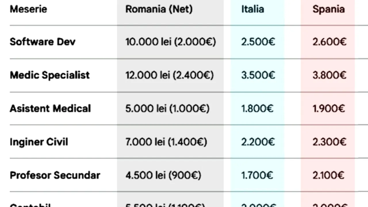 Cât ai câștiga pentru job-ul tău, dacă te-ai muta în străinătate. Ce salariu ai primi în Italia, Spania, Germania, Anglia și SUA