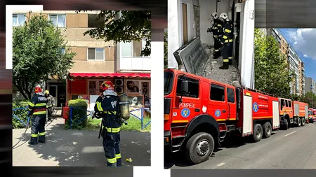 EXPLOZIE într-un bloc din București. O femeie de 62 de ani, transportată la spital / 40 de locatari, evacuați de pompieri / „Se simte miros de gaz”