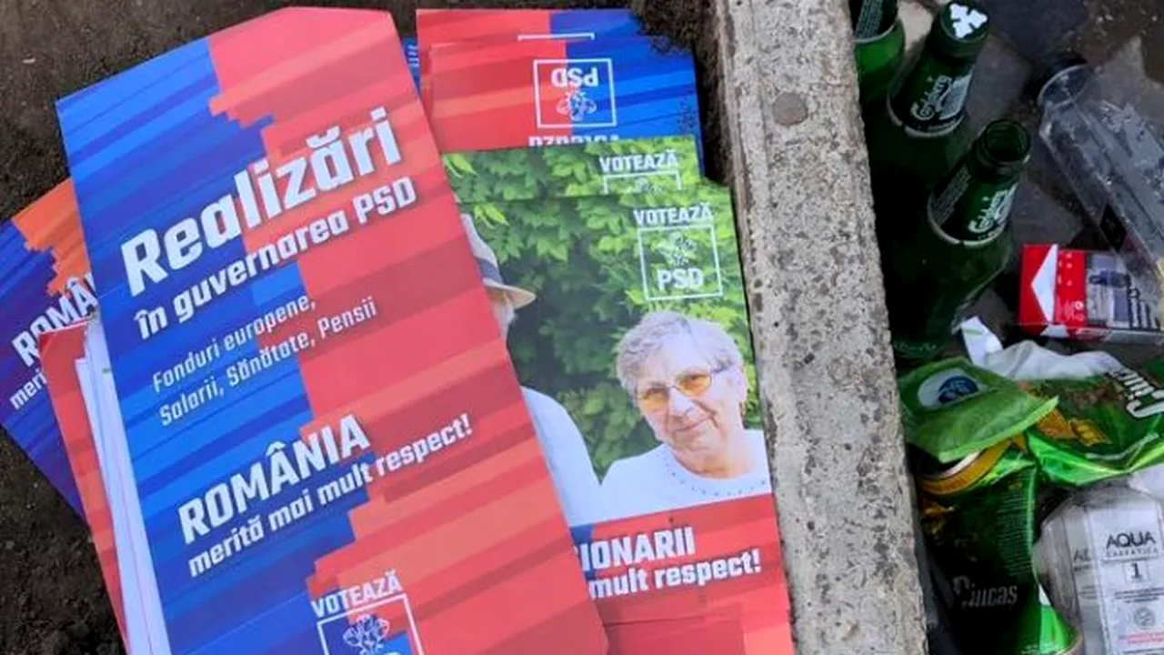 Piața Unirii din Iași, plină de gunoaie după mitingul PSD. Imagini publicate de primarul Chirica - FOTO