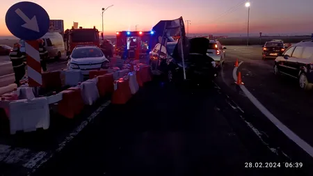 ACCIDENT rutier pe DN1. Trei autoturisme sunt implicate, o victimă a fost extrasă din autoturism de pompieri