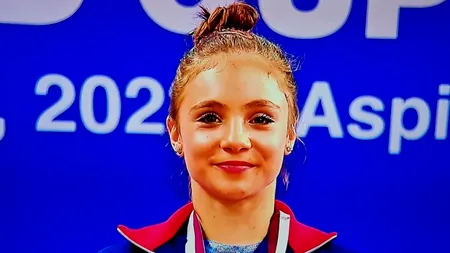 Sabrina Voinea, sportiva de doar 15 a debutat senzațional la prima ei competiție de senioare! A cucerit AURUL la bârnă și sol