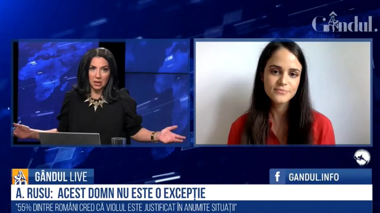 GÂNDUL LIVE. Andreea Rusu, Asociația Filia, după afirmațiile lui „Colo”: Acest discurs este deosebit de periculos în România pentru că 55% dintre români consideră că violul este justificat în anumite situații