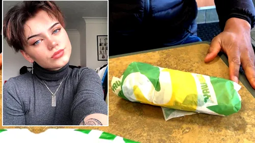 Ce a primit tânăra gravidă din imagine, după ce a comandat online un sandwich de la Subway: Când am desfăcut ambalajul, am rămas șocată!
