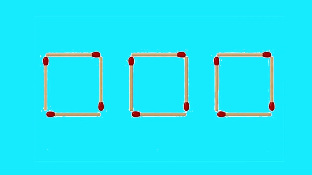 Test de inteligență cu chibrituri | Mutați doar 2 bețe, pentru a obține ora 4:30 din cele 3 pătrate din imagine!
