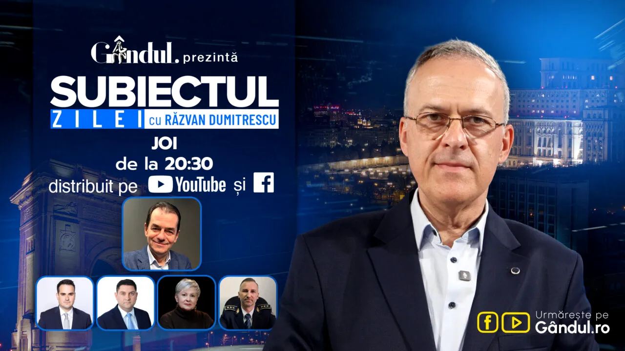 „Subiectul Zilei cu Răzvan Dumitrescu” începe joi, 22 octombrie, de la ora 20:30, live pe Gândul. În exclusivitate, Ludovic Orban, dezvăluiri despre rolul serviciilor în jocurile politice