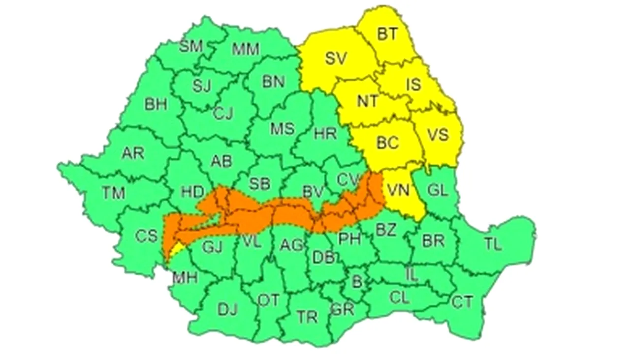 Cod portocaliu de vânt în 13 județe din România. Vântul va sufla cu rafale de până la 140 km/h