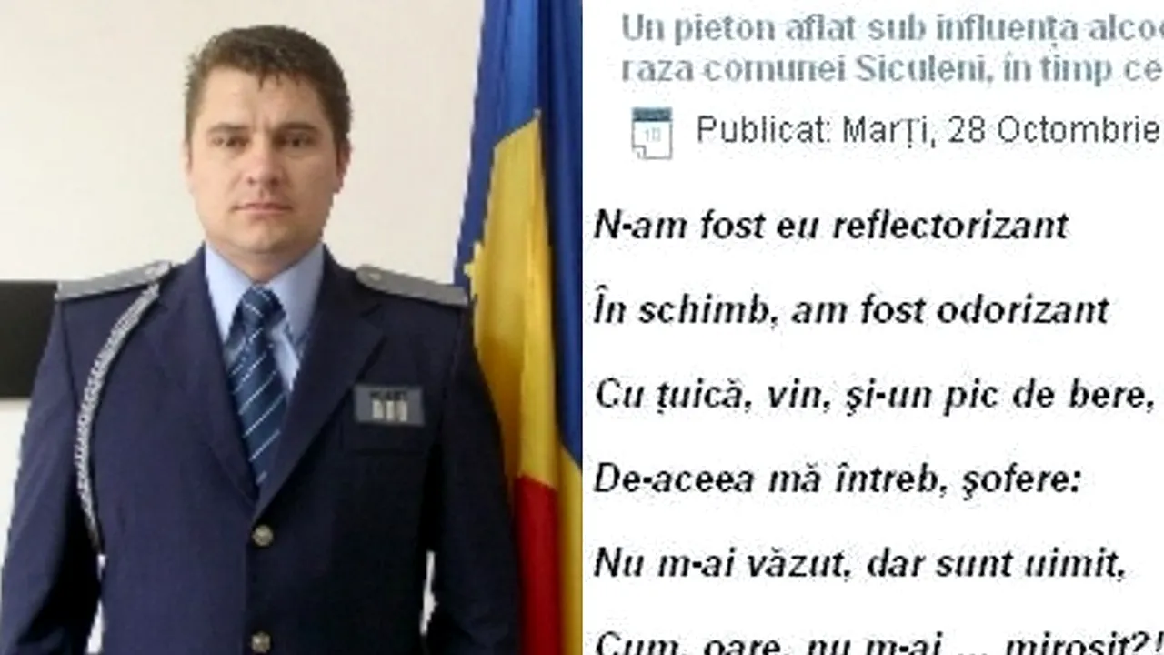 Polițistul de la IPJ Harghita care dă comunicate de presă în versuri: I-a dat cu-o scândură în piept/ Ca să-i arate că-i „deștept