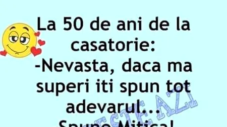 Bancul de miercuri | Dezvăluire, la 50 de ani de la căsătorie