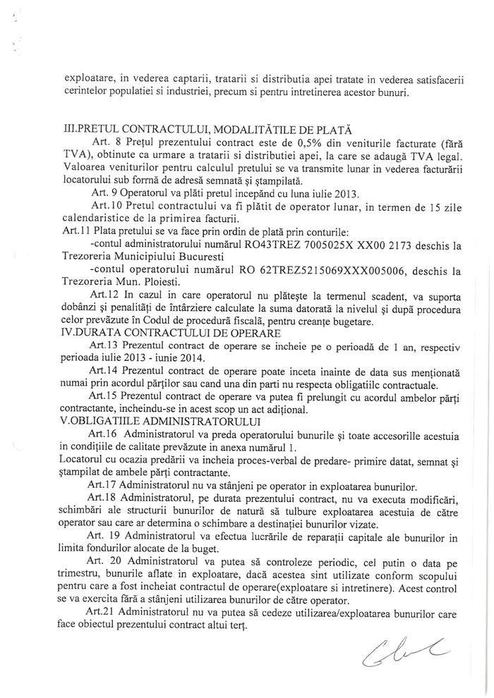 Contractul de operare între Apele Române și ESZ (sursa Facebook)