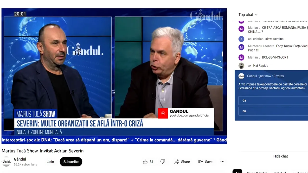 POLL Marius Tucă Show: „Ar trebui impuse taxe și controale de calitate a cerealelor ucrainene, pentru a proteja sectorul agricol autohton?”