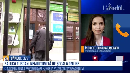 Profesoara Cristina Tunegaru, la GÂNDUL LIVE, despre școala online: Școala nu mai este gratuită. Nu toții copiii au acces la educație, ci numai acei copii care își permit medidații! Școala online produce efecte catastrofale în perioada aceasta - VIDEO