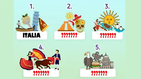 Test de cultură generală | Găsiți celelalte 4 țări, conform indiciilor din imagini!