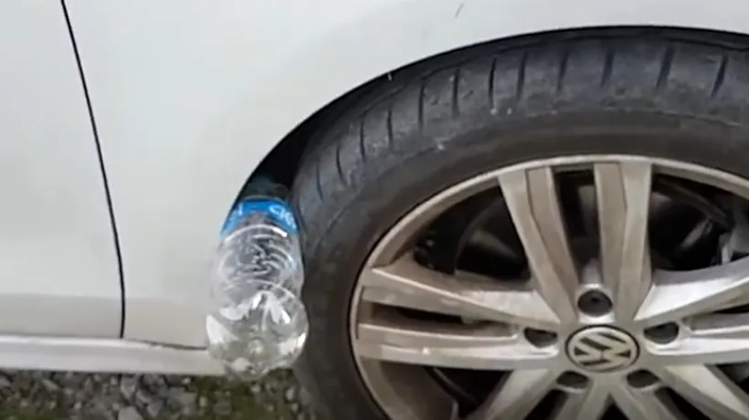 Dacă găsești o sticlă de plastic pusă astfel la roata mașinii, ai face bine să chemi poliția. Înseamnă că sunt pe aproape - VIDEO