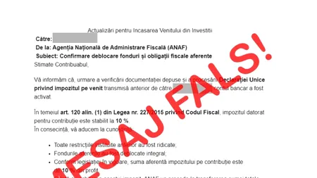 Avertisment ANAF cu privire la răspândirea mesajelor FALSE transmise în numele instituției. Ce sfaturi primesc utilizatorii