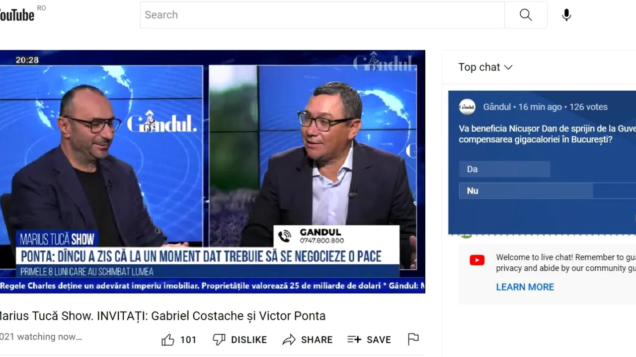 Poll Marius Tucă Show: „Va beneficia Nicușor Dan de sprijin de la Guvern pentru compensarea gigacaloriei în Capitală?”. Ce spun bucureștenii