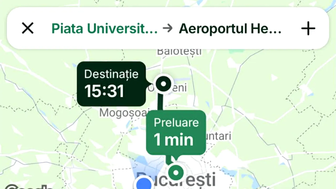 Experiment GÂNDUL | Cât costă o cursă de la Universitate până la Aeroportul Otopeni, la o oră de vârf: Bolt VS Uber VS taxi
