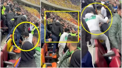 Nepotul lui Gigi Becali a lovit cu bestialitate un spectator la meciul FCSB cu Universitatea Craiova, de pe Arena Națională. „Gata, băi, că-l omori!”