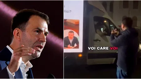 Drulă face SCANDAL în centrul Bucureștiului! Candidatul USR a oprit în trafic o mașină pe care era afișată averea sa de 3 milioane de dolari