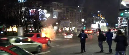 Un BMW cu numere de Bulgaria a luat foc în centrul Capitalei