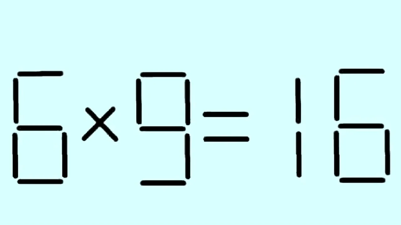 Test de inteligență | Mută un singur băț de chibrit pentru a corecta 6X9=16