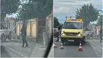 Accident pe o stradă din Pipera. O mașină s-a izbit într-un stâlp și l-a pus la pământ