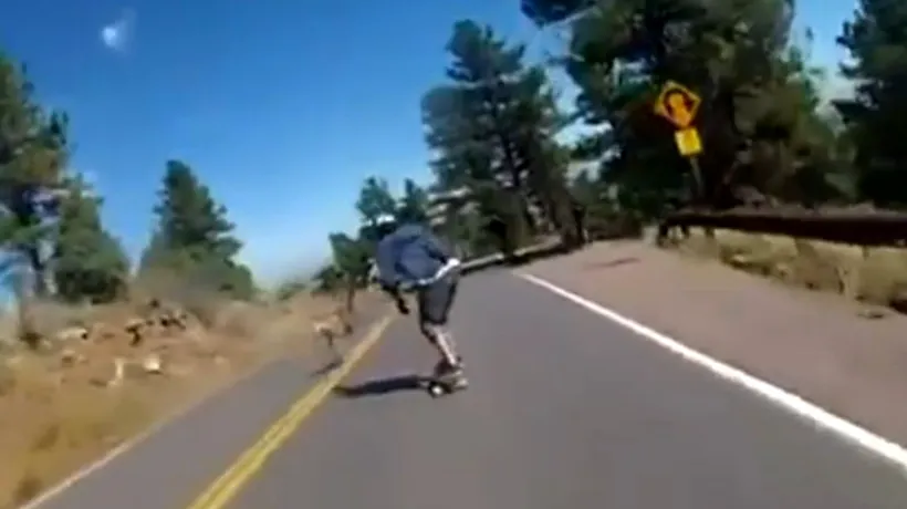 VIDEO. Accidentul incredibil al unui tânăr pe skateboard