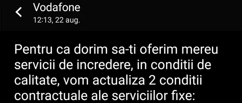 Ce SMS a primit Marius din Ploiești de la Vodafone: „Prețul abonamentului tău va crește cu...”