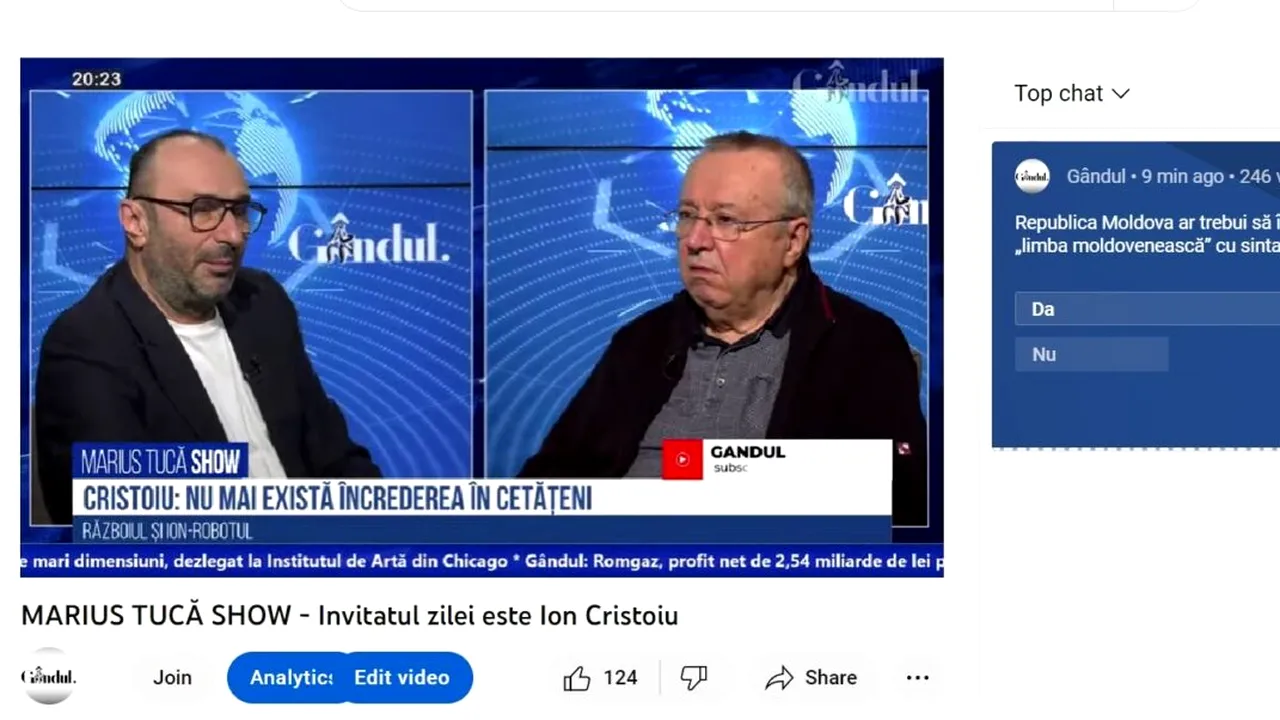 POLL Marius Tucă Show: Republica Moldova ar trebui să înlocuiască sintagma „limba moldovenească” cu sintagma „limba română”?