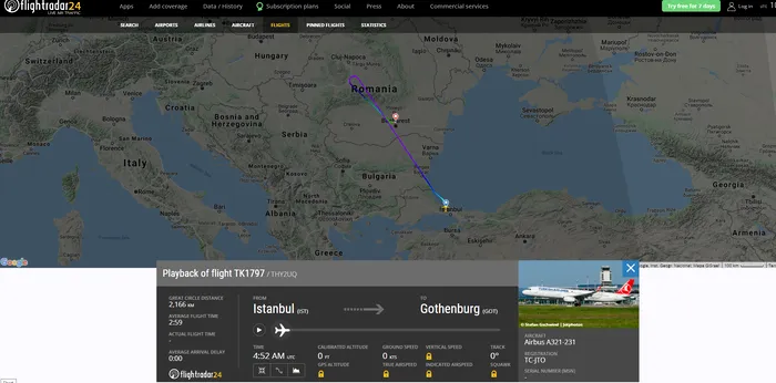Sursa: flightradar.com