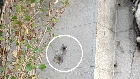 FOTO | Urme de gloanțe de la Revoluție, descoperite de angajații Primăriei la clădirea Pasajului Victoria