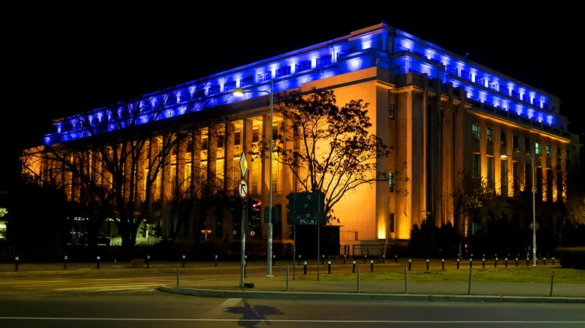 Clădirea Guvernului României a fost iluminată în culorile drapelului Ucrainei, în semn de solidaritate
