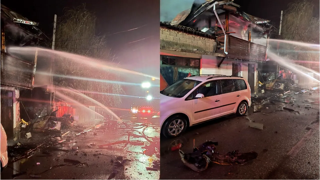 Incendiu în Prahova: Un pompier a fost rănit după ce o butelie a explodat în tipul unei intervenții