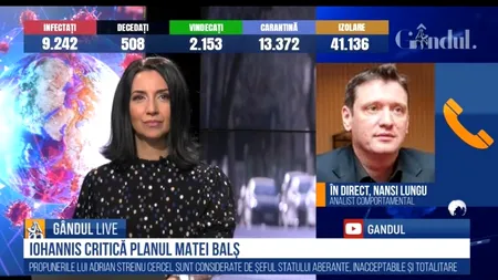 GÂNDUL LIVE. Nansi Lungu, analist comportamental, despre impactul izolării: ”Izolările de mică durată produc o anumită îndepărtare față de semenii nostri”
