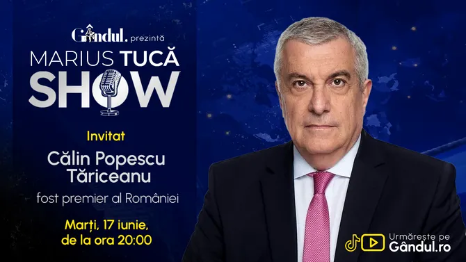 Marius Tucă Show începe marți, 17 iunie, de la ora 20.00, live pe Gândul. INVITAT: Călin Popescu Tăriceanu