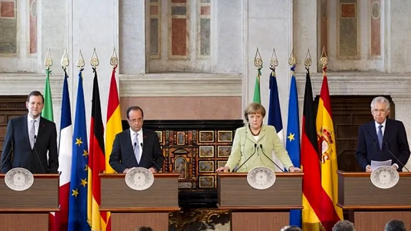 ÎNTÂLNIREA SECRETĂ a celor mai puternici patru lideri din UE: care este PLANUL pentru salvarea Uniunii. PLUS: De ce nu vrea Merkel să ajute băncile spaniole